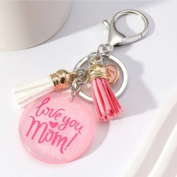 NEW! Resin "Love You 🩷 Mom" Keychain/🎒👜 Bag Charm w/ Tassels ~ 🎁 - Picture 3 of 4